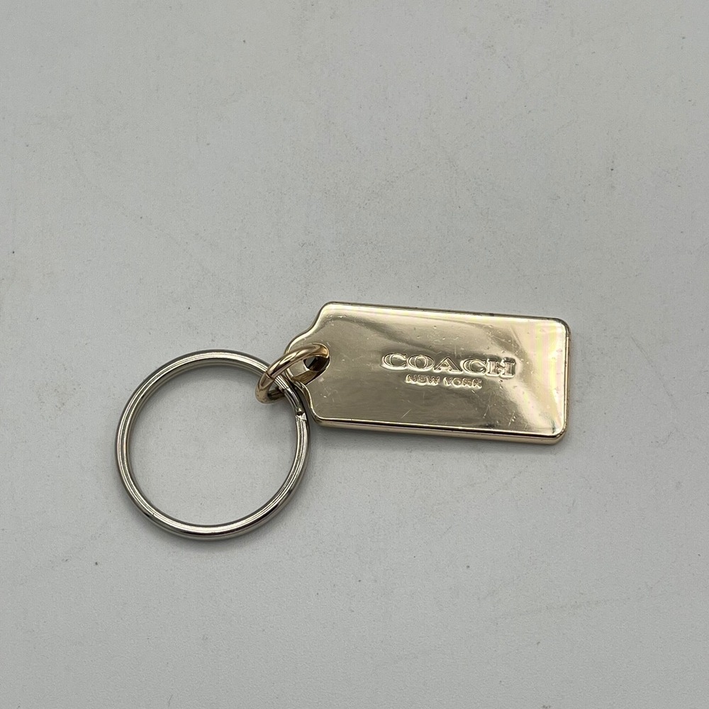 Coach New York Gold Metal Logo Hangtag Keychain Bag Charm Accessory